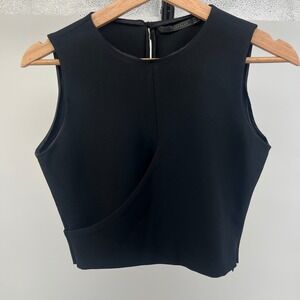Zara Trafaluc Black‎ Sleeveless Wrap Front Cropped Top Size Small